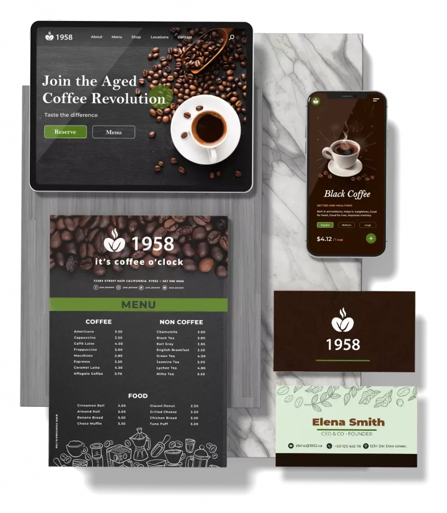 Cafe responsive website and branding