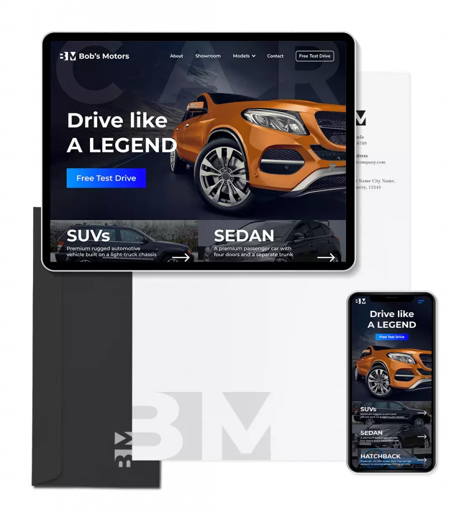 Car dealership website and brand package