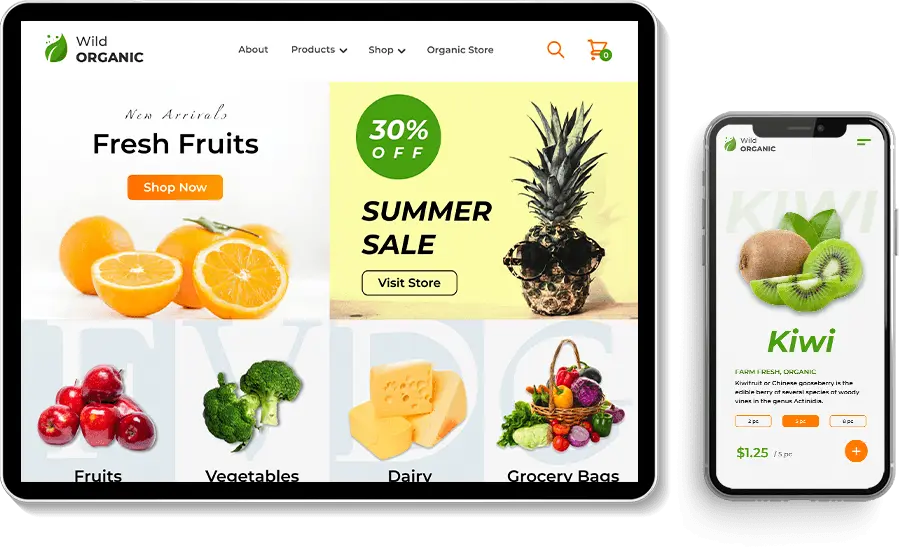 Organic store responsive website